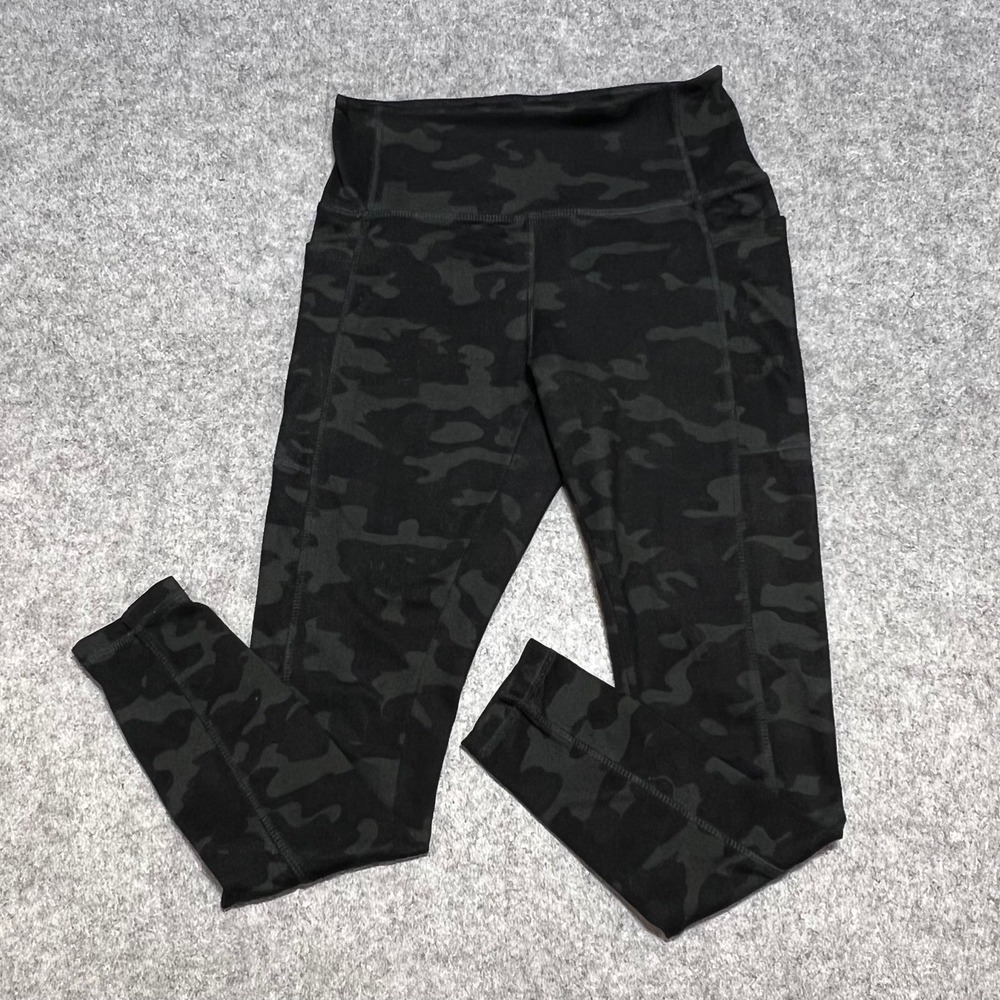 Danskin Women‎ Black Camo High Rise Leggings Side Pockets Style Small